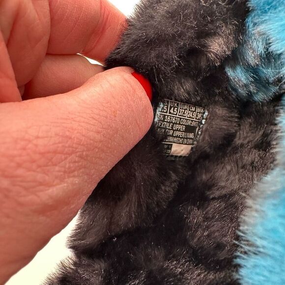 NWT Skechers x DVF Cozy Slide Cross Over Slippers Black & Blue Leopard Size 7.5 - Picture 7 of 7